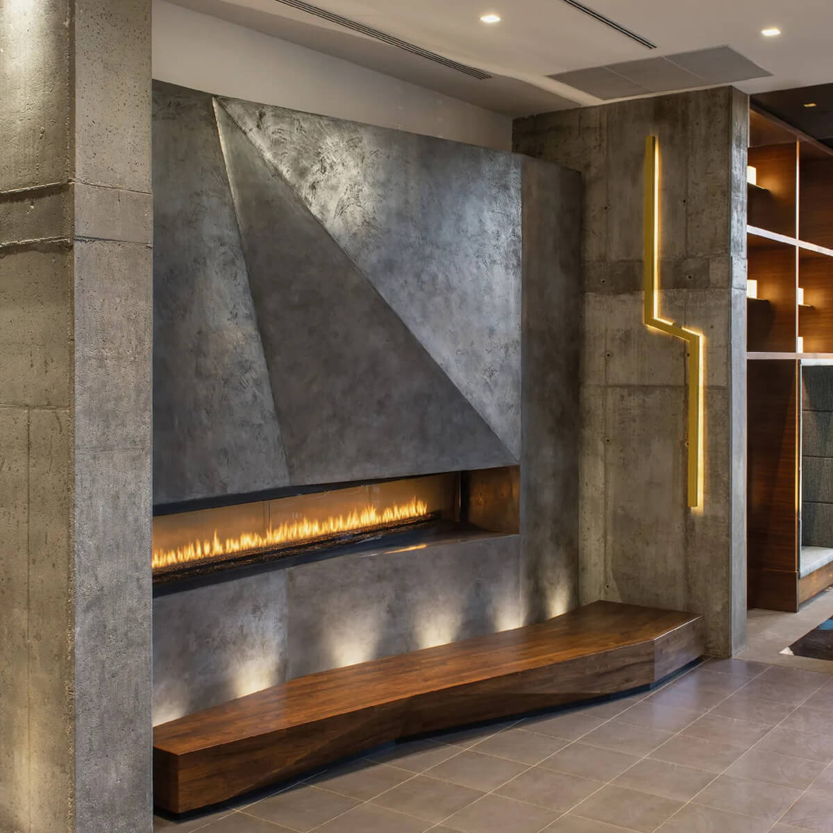 commercial wall textured fireplace